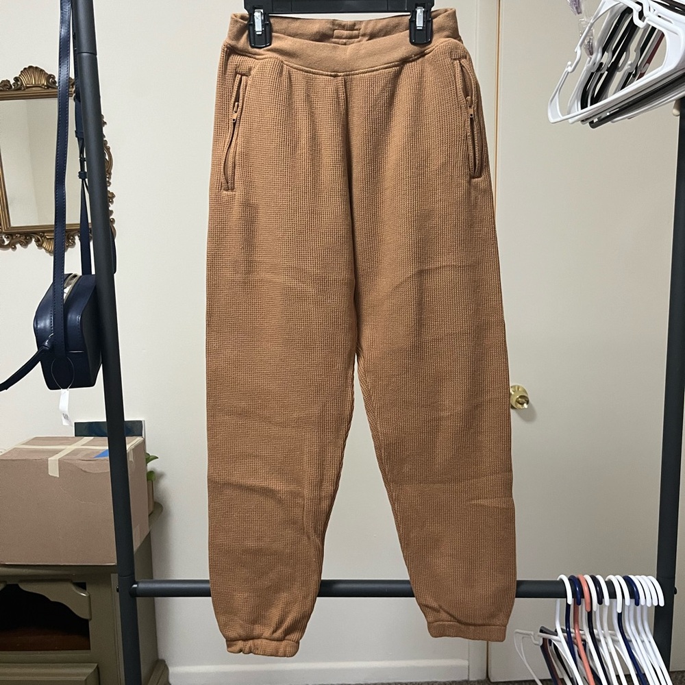 SKIMS Caramel Brown Waffle Track Joggers